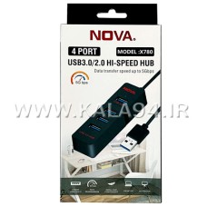 هاب NOVA X780 / با 4 پورت USB 3.0 / کابلی 30 سانتی ضخیم و مقاوم / 5GBPS / پرسرعت بدون افت کیفیت